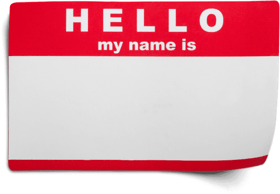 10 Best Team Building Activities For The Workplace Image of a sticker that says hello my name is for name game team building activity.