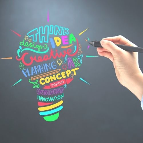How To Be Creative And Innovative To Increase Success Image of words dealing with creativity forming a light bulb for the tips on how to be creative section.
