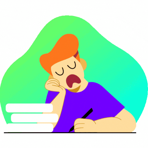 GIF of a person falling asleep while studying. Tips for getting better sleep.