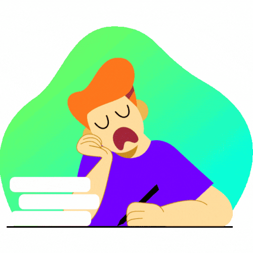 How to Fall Asleep Faster: Simple Secrets for Better Sleep GIF of a person falling asleep while studying. Best tips for getting better sleep.