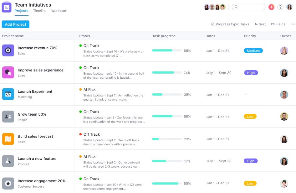 Which Team Management App Is Right For Your Team? 8 Best Apps Image of Asana team management app.
