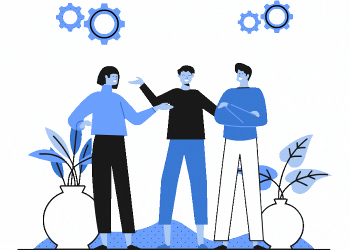 How to Build Strong Relationships at Work! 26 Tips Image of three employees talking and smiling.
