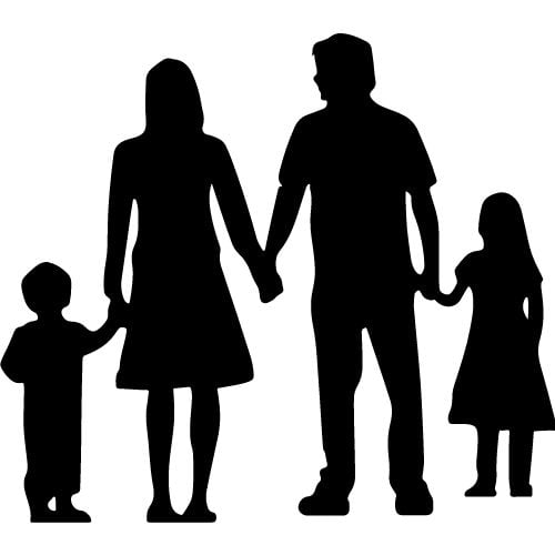 Silhouette of a family. A reason to break bad habits.