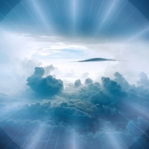 View of clouds as if looking through an eye for vision characteristic of effective teams.