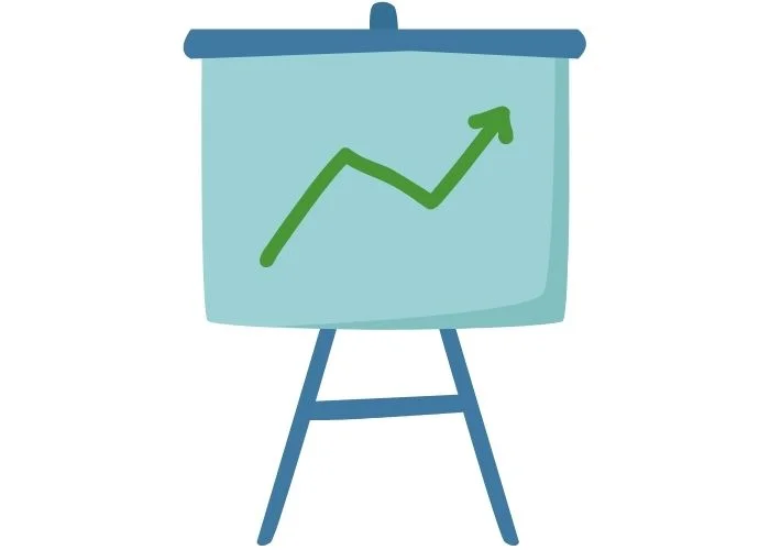 How to Build Trust in the Workplace: 12 Actionable Tips chart with a line going up on it showing how the trust will go up at work.