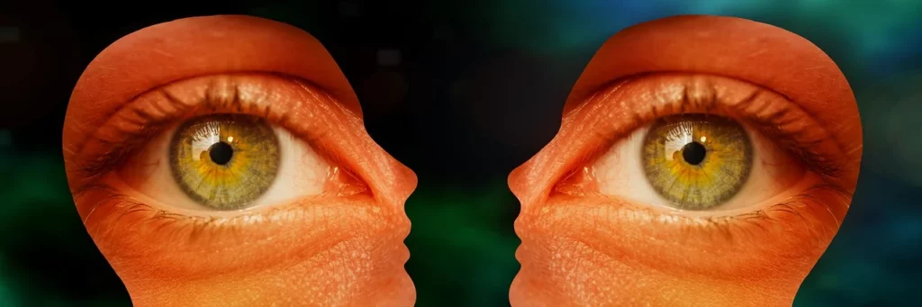 How to Resolve Conflict in the Workplace: 20 Effective Tips Image of eyes and heads for conflicting perceptions in how to resolve conflict in the workplace.