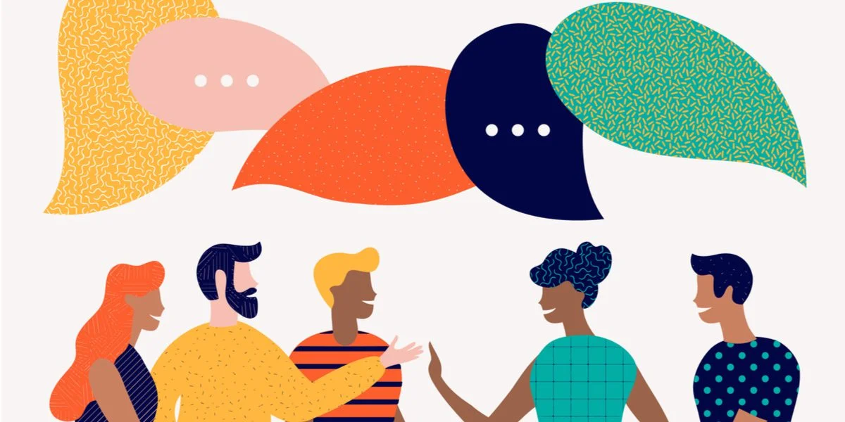 people talking. One of the 8 characteristics of effective teams.
