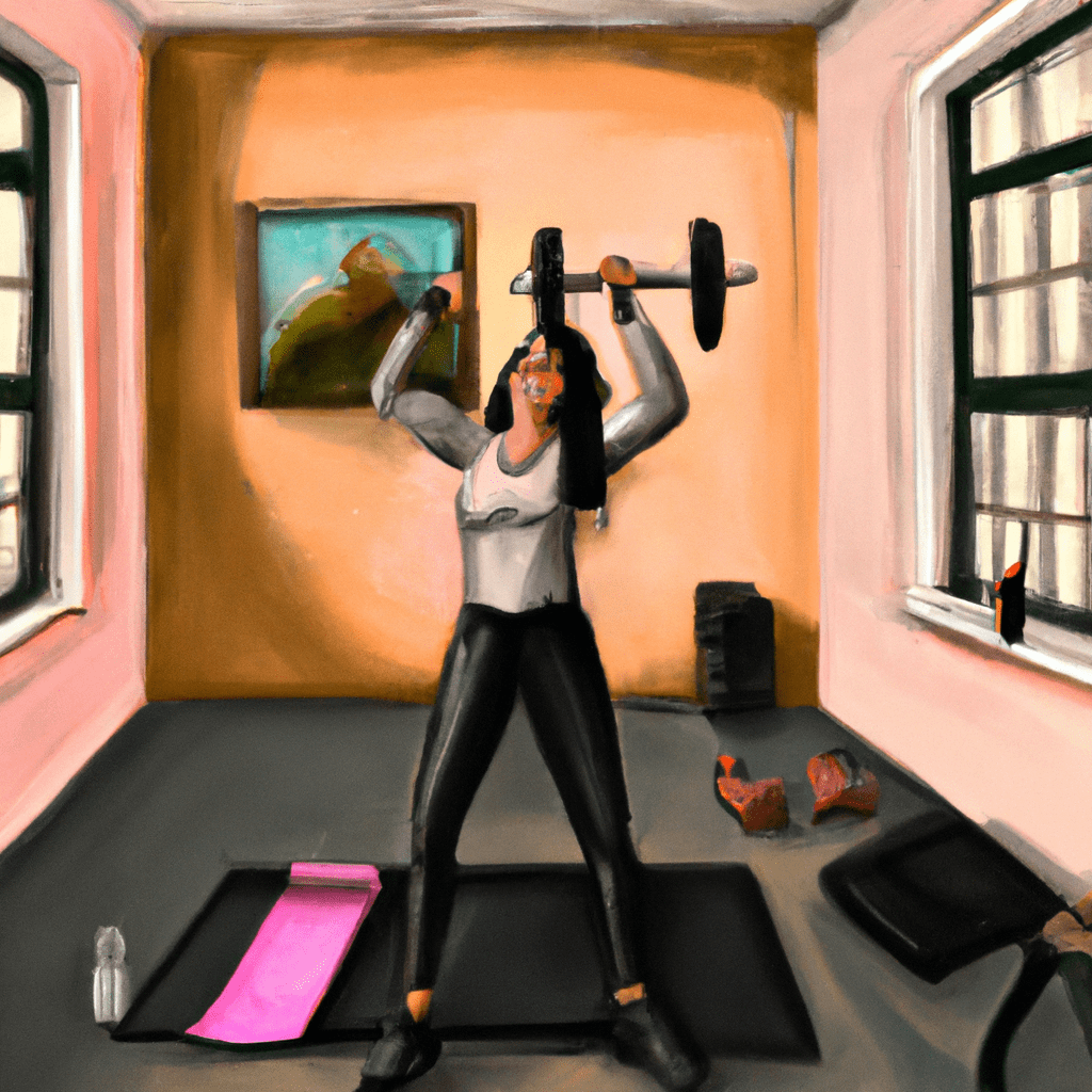 A lady lifting weights.