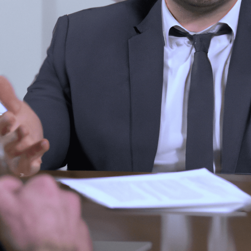 Person in a suit giving a job interview.