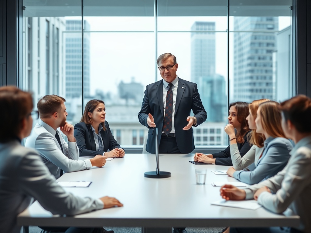 78 Management Training Topics for New and Veteran Managers A business leader briefing his team about upcoming changes.