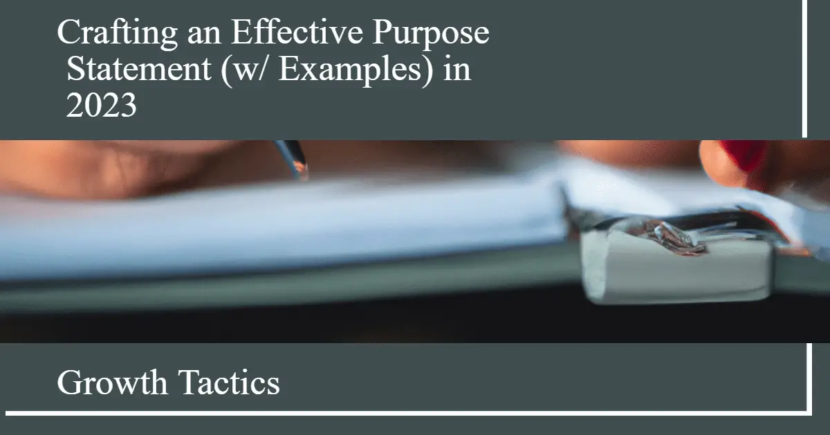business plan purpose statement example