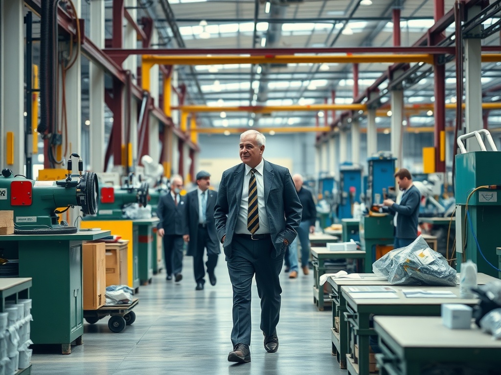 Building a Supportive Workplace Culture and Why It Matters A leader walking through a factory looking over workers.