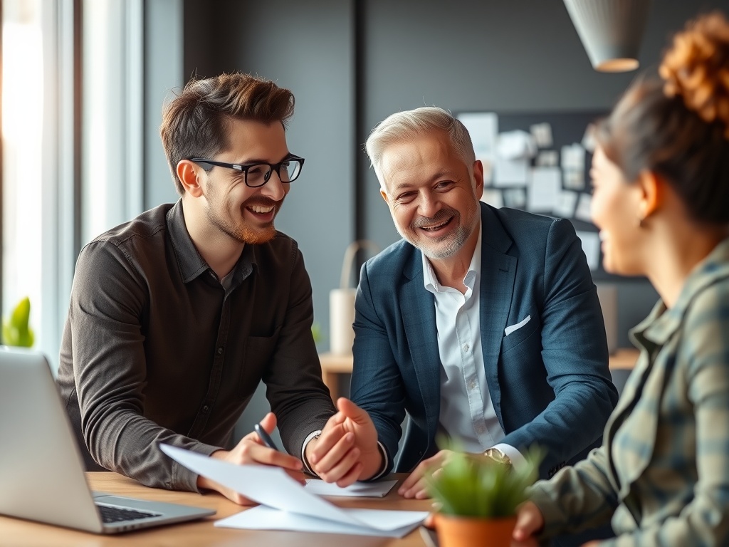 Breaking the Mold: Modern Leader vs Traditional Leader A modern leader mentoring his happy employees.