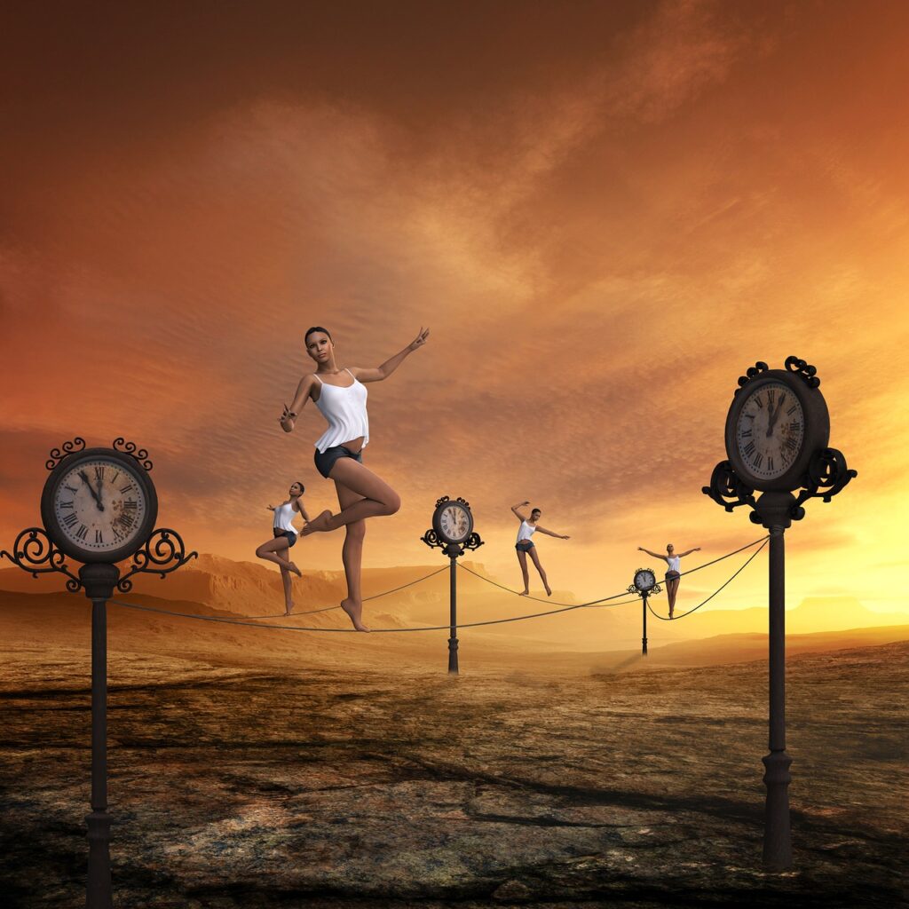 time, fast moving, balancing act