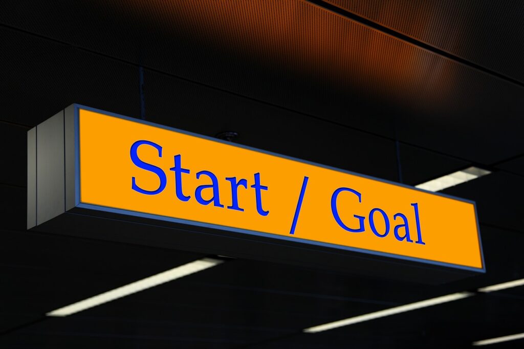 sign, begin, goal