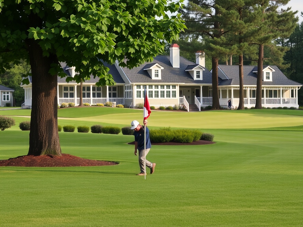 The Country Club Leadership Style (Complete Guide) An image of a country club with a worker walking around.