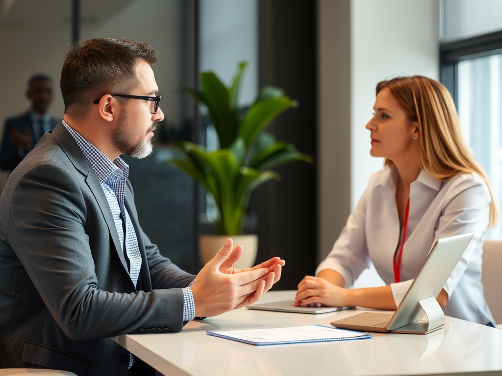 Addressing Unprofessionalism In The Workplace A boss meeting with HR about an unprofessional employee.