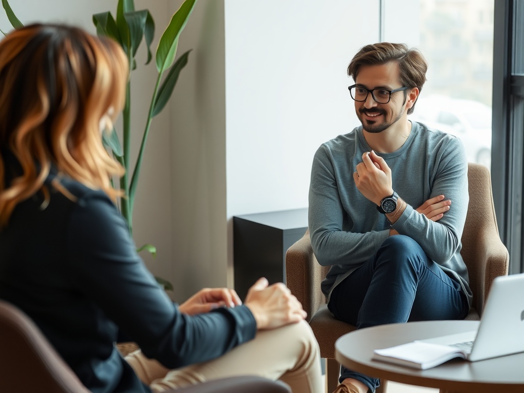 13 Best Tools for Personal Development A person sitting with another person getting mentored.
