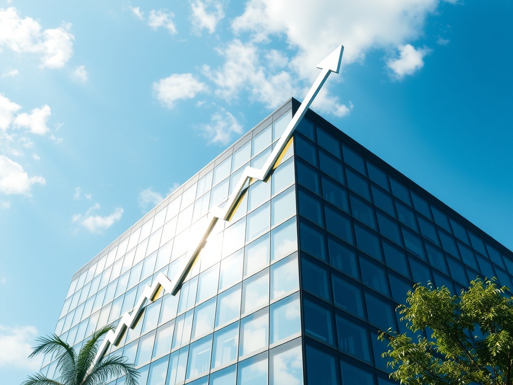 Peer Feedback: Importance, Implementation, and Best Practices A business building with an arrow going up to show the effects of peer feedback.