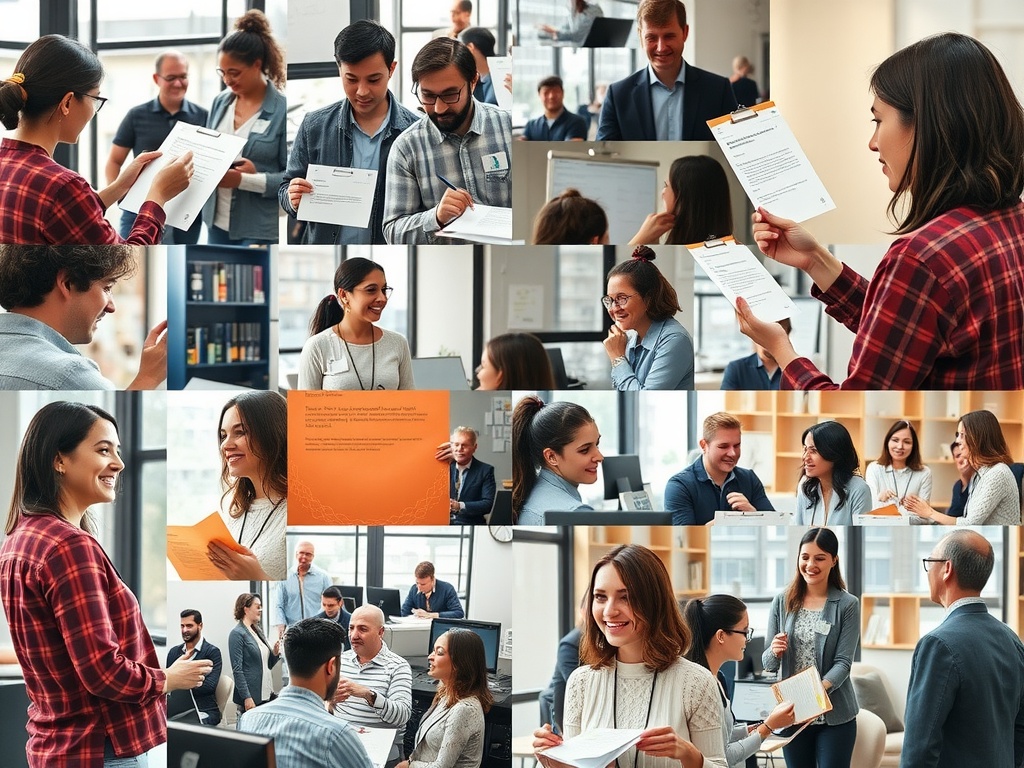 Peer Feedback: Importance, Implementation, and Best Practices Collage of people giving feedback.