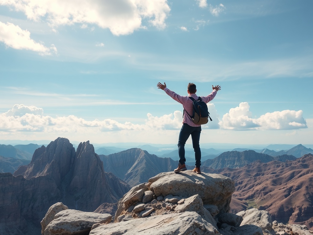 What Is Self-Regulation? (Strategies for Personal Growth) A person reaching out on top of a mountain.