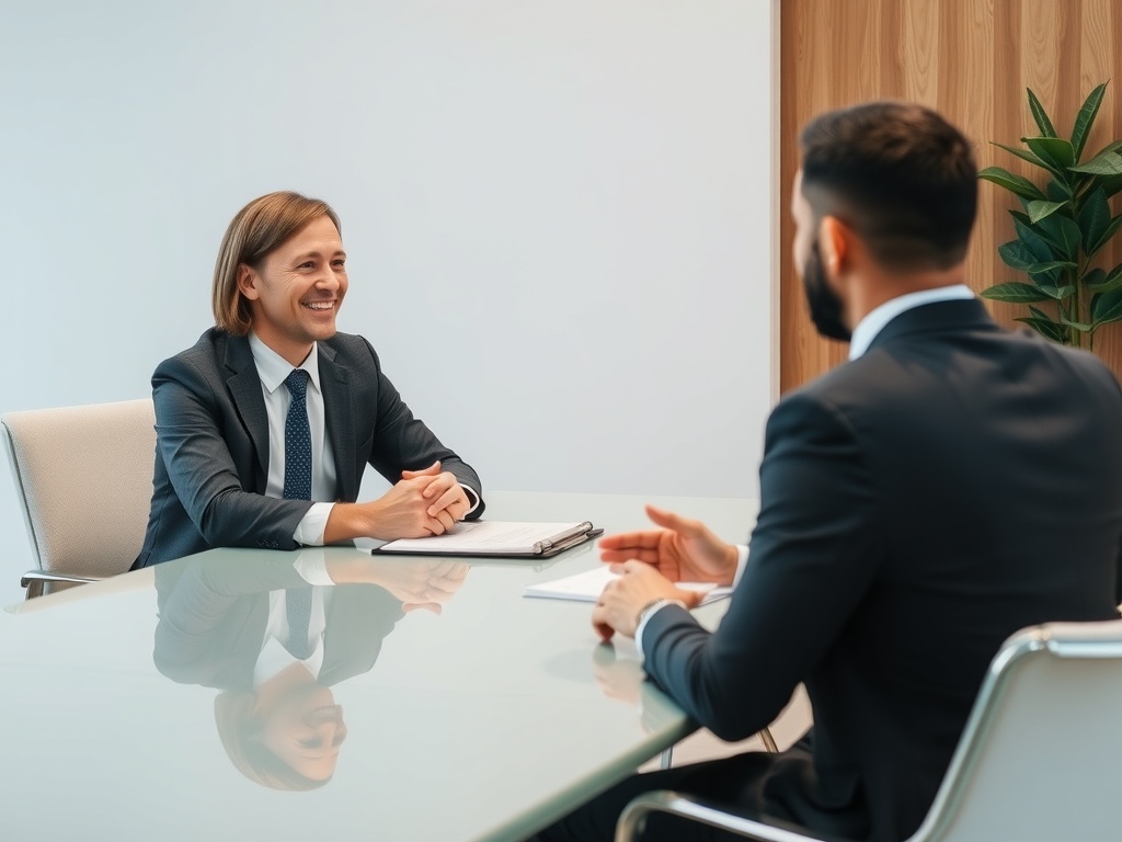 The Power of a Coaching Mindset: Building Those Around You A business leader sitting across the table from an employee.