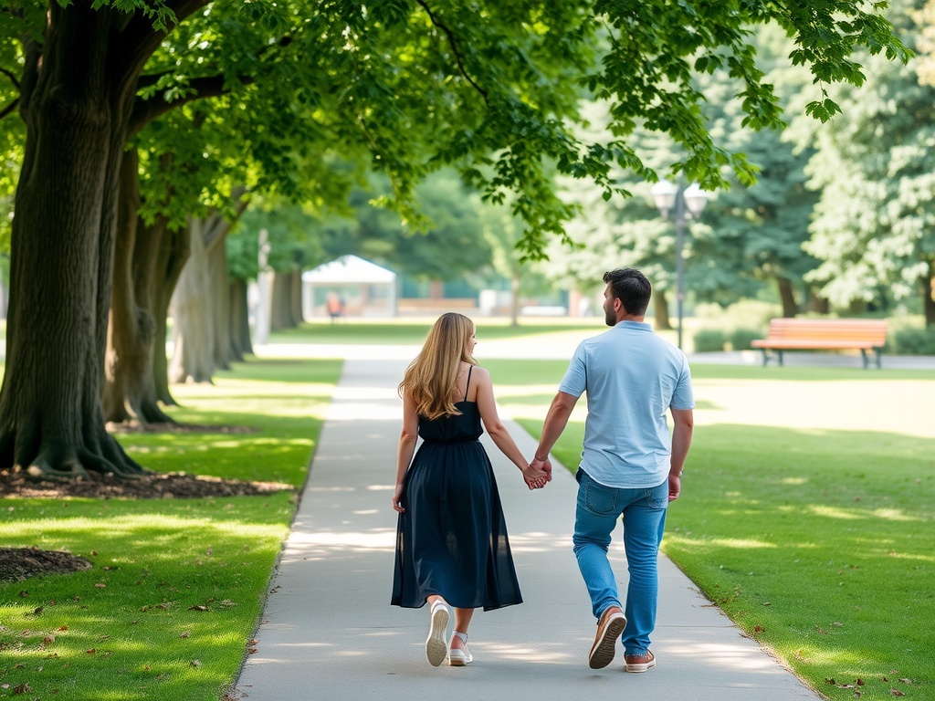 50 Self-Reflection Questions to Inspire Personal Growth A couple walking through the park holding hands.