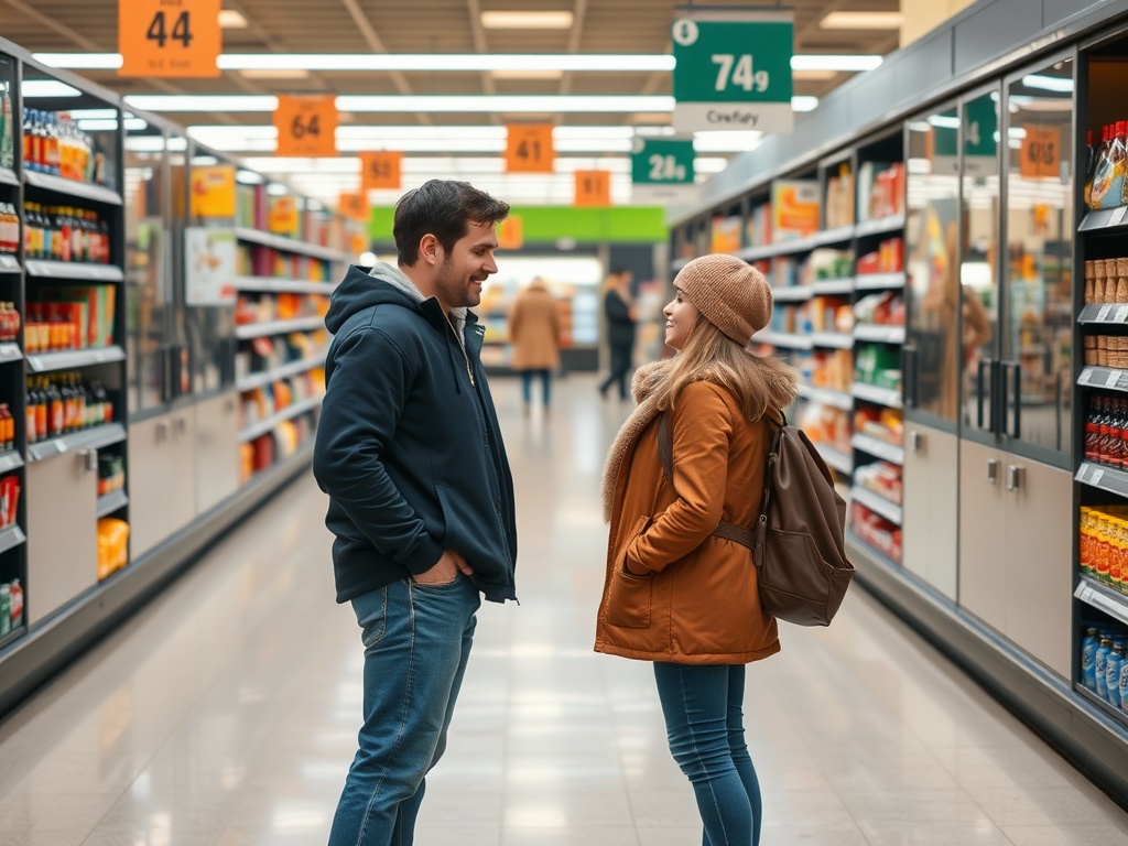 How to Respond When Someone Says You're Not Listening Two people having a conversation in the middle of a grocery store.