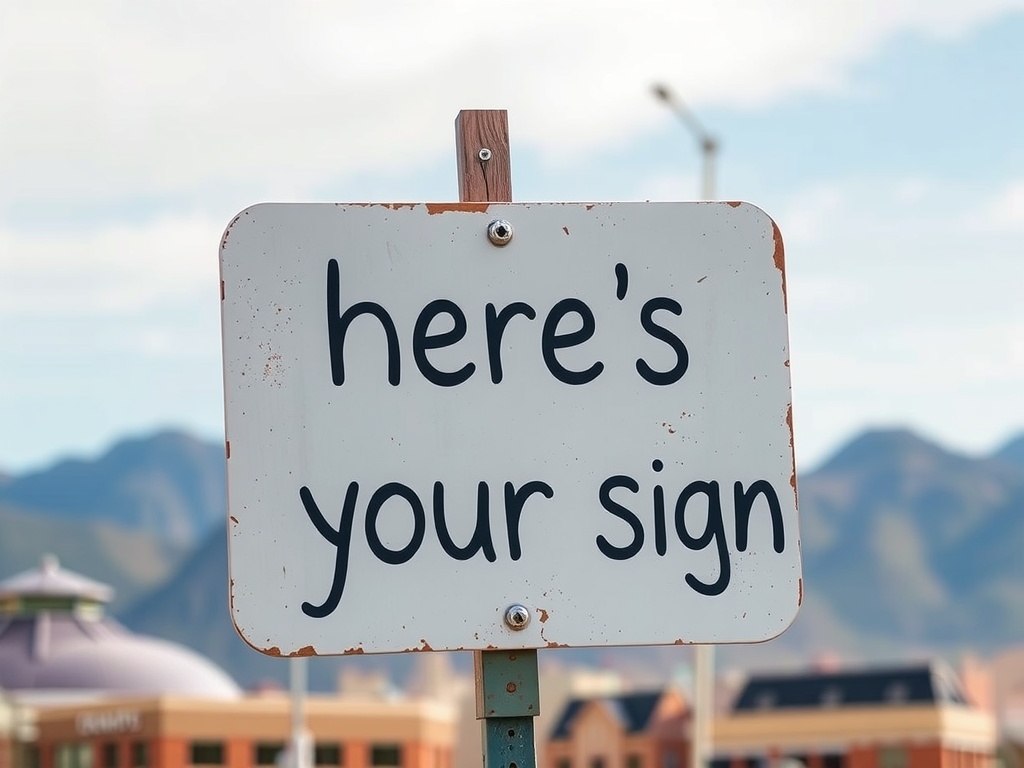 A sign that says here's your sign.