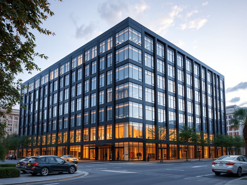 A large office building.