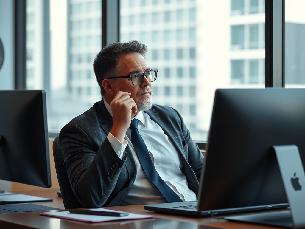 Succession Planning in Leadership: Strategies for Success A business leader sitting at his desk, thinking.