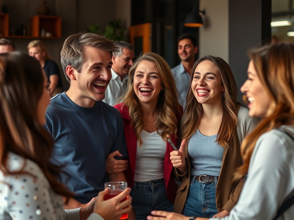 Self-Deprecation: Understanding Its Causes and Overcoming It A group of people having a fun conversation, laughing.