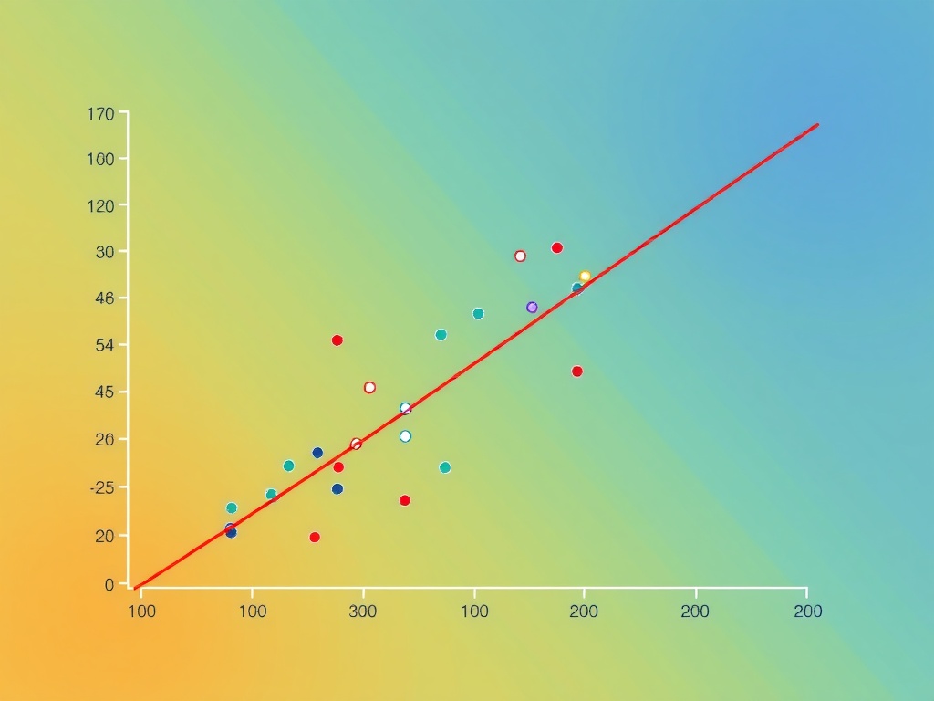 A scatter plot graph with a trend line on it.