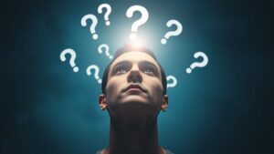 Image representing a person being enlightened from self-reflection questions.