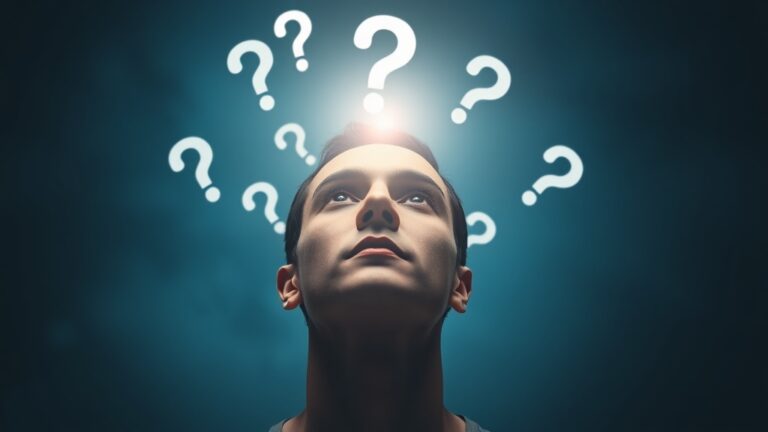 Image representing a person being enlightened from self-reflection questions.