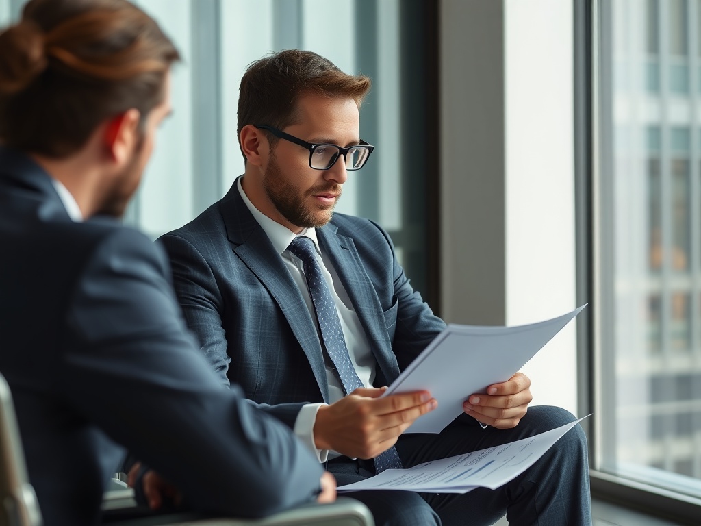 A business man sitting down doing strategic analysis.