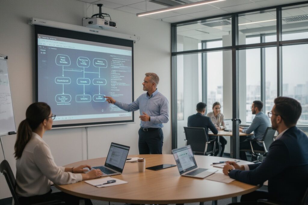 A business team in a meeting
