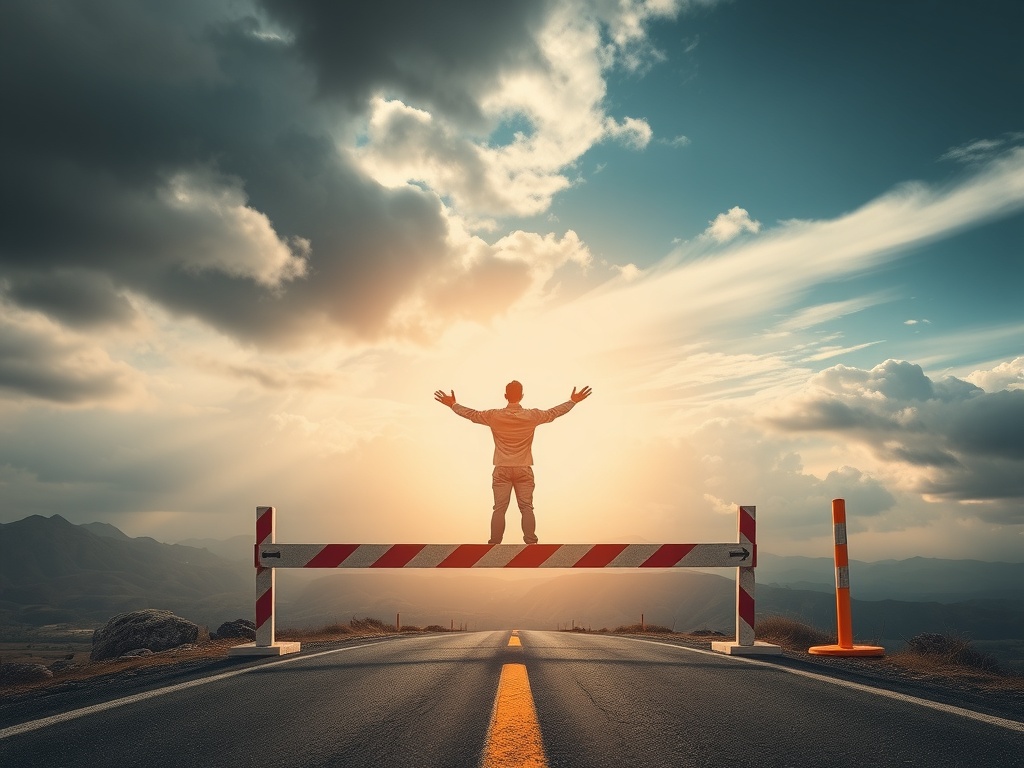 A person overcoming a motivational roadblock