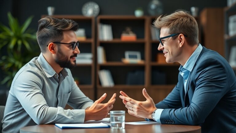 a boss having a feedback session