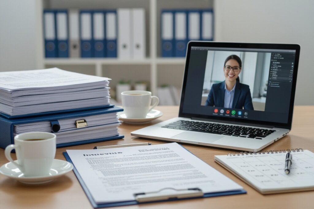 A person doing a interview online.