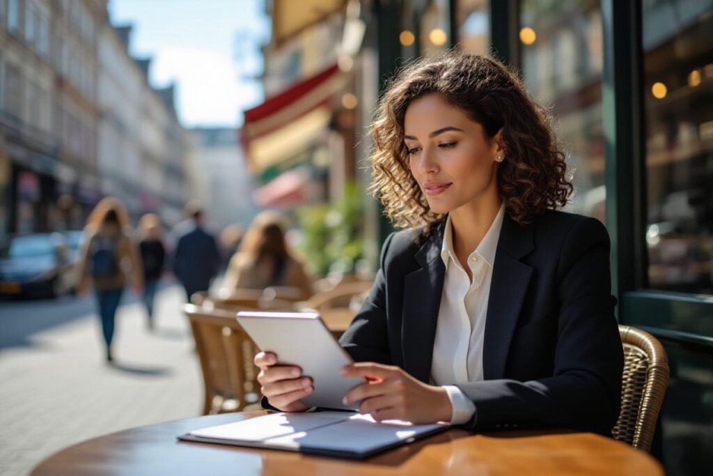 A woman preparing for an interview.